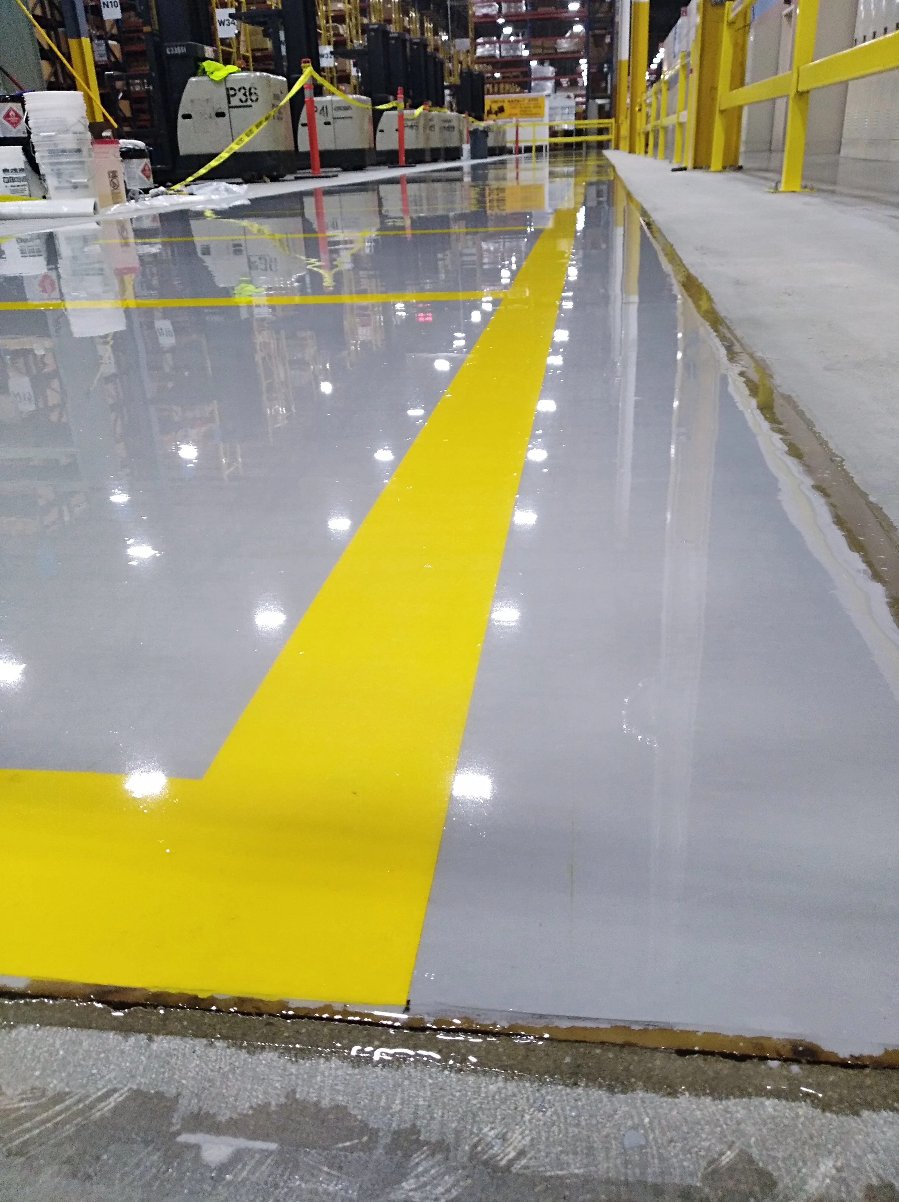 Warehouse floor with safety striping Winston-Salem NC